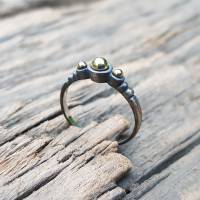 Zilveren ring met Geelgouden bollen